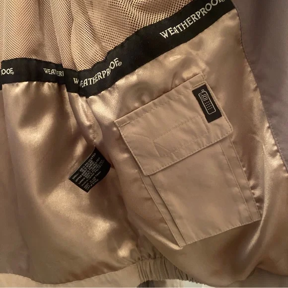 WEATHERPROOF Tan Classic Lightweight Stand Collar Windbreaker Jacket Large lcsr - Picture 5 of 11